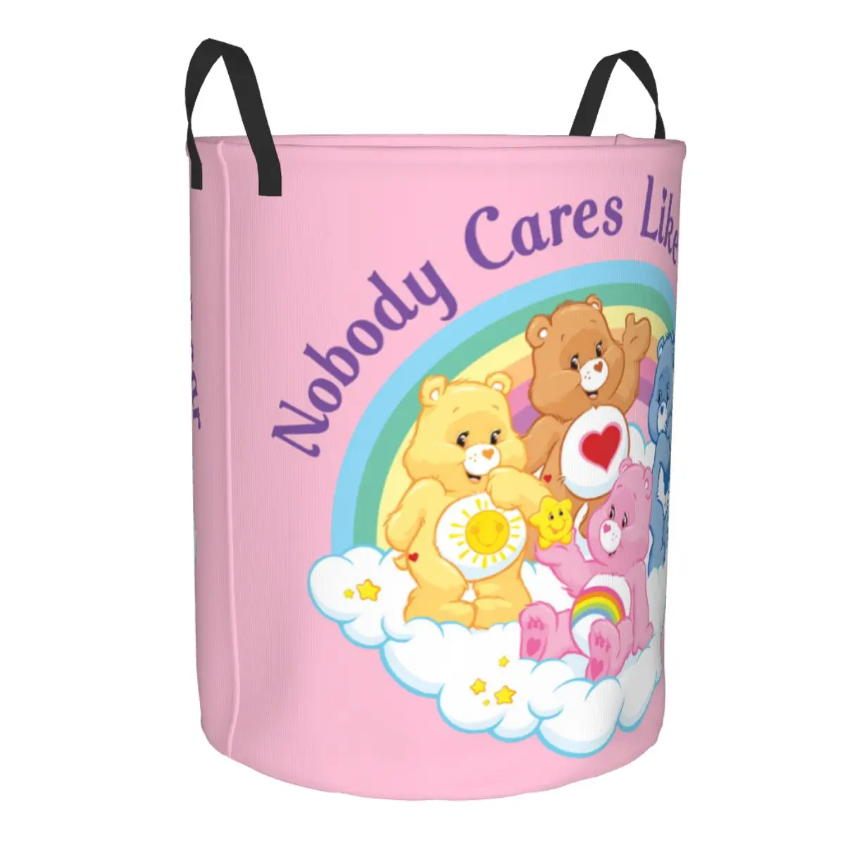 Custom Anime Cartoon Care Bears Rainbow Bear Laundry Basket Collapsible Clothes Hamper for Baby Kids Toys Storage Bag