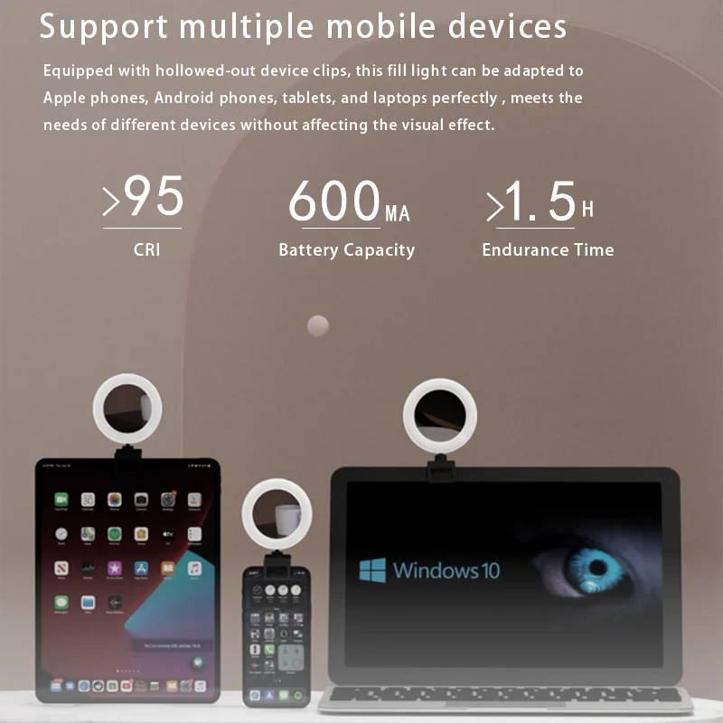 التصوير عكس الضوء LED Selfie مصباح مصمم على شكل حلقة مع مشبك الهاتف USB التوصيل ل Tiktok يوتيوب فيديو لايف ملء مصباح استوديو الصور الخفيفة