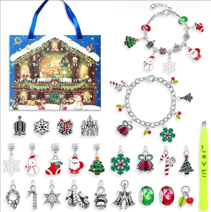 Advent Calendar 2025 New Year 2024 Jewelry Advent Christmas Bracelet For 24 Days Countdown Festive Jewelry Crafting Kit Kid Gift