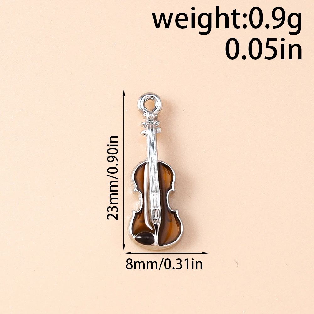 Leslie 5 Stück süße Violine-Anhänger, Gitarre, baumelnde Charm-Perlen für DIY-Marke, Sterling-Silber, Armband, Schmuckherstellung, Handwerk – Detail 1