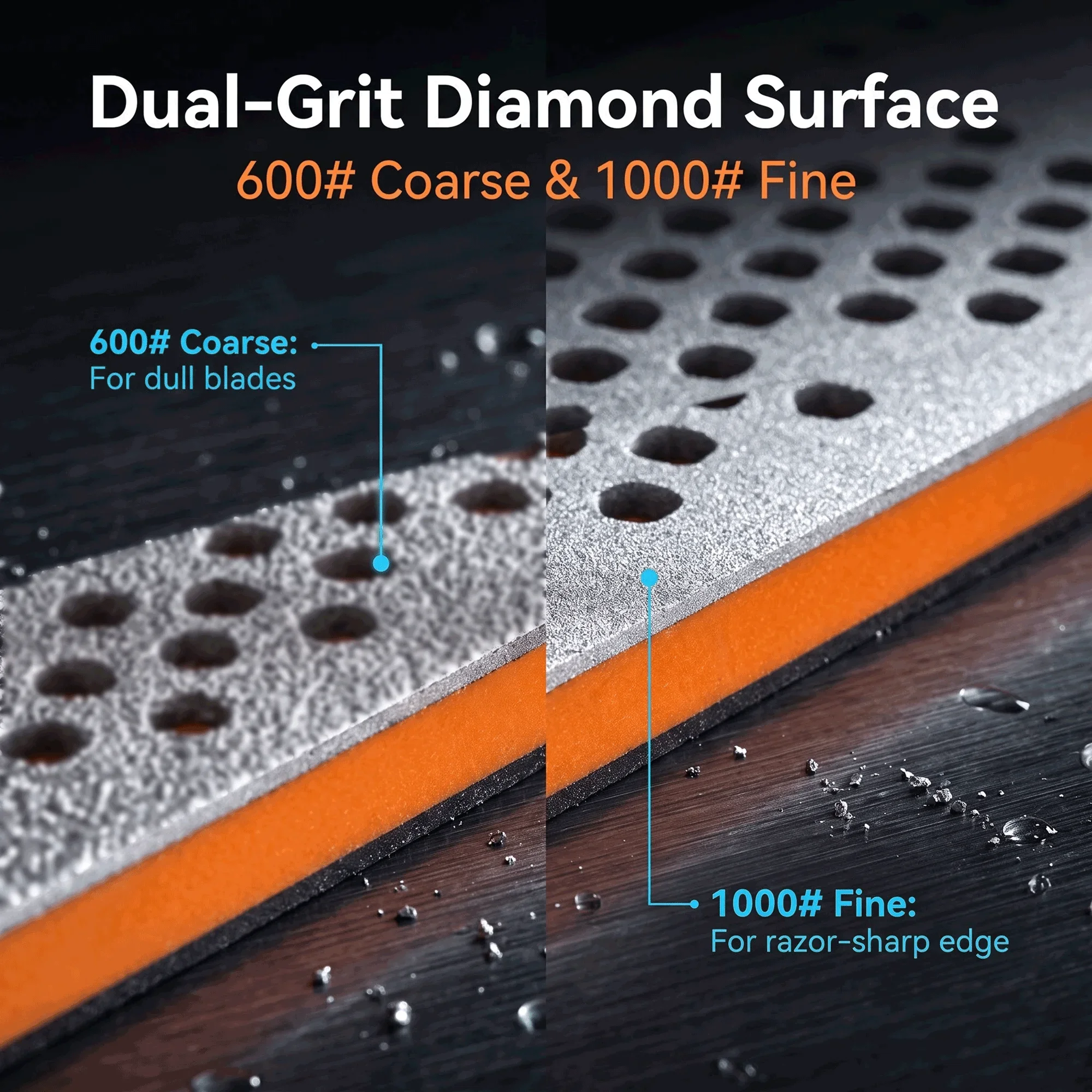 Taidea Diamond Sharpening Stone 600# 1000# Grit ABS Body Knife Sharpener Whetstone for Kitchen Daily Maintenance