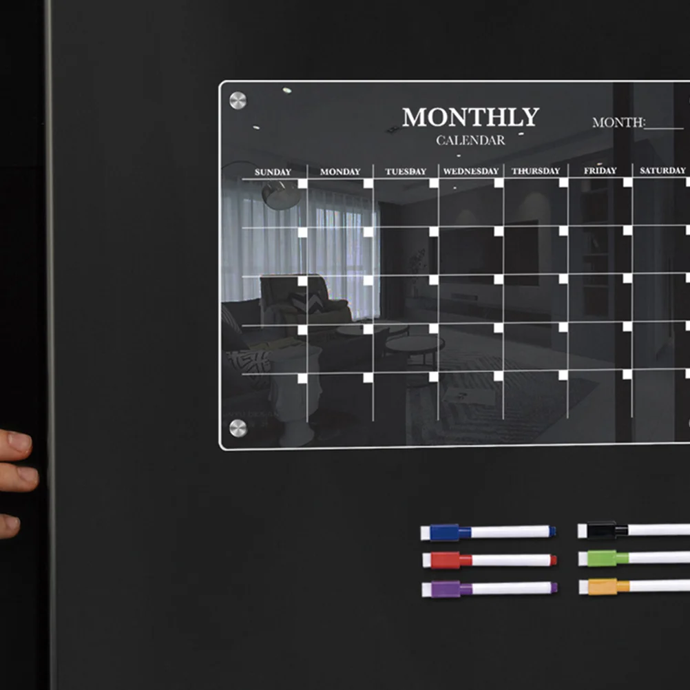 磁気ホワイトボードキッチンプレート冷蔵庫ドライイレースカレンダー実用的なアクリルブランクボードスケジュール透明ペン付き
