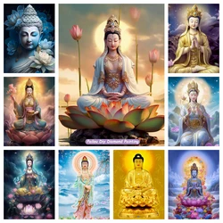 Guanyin Buddha Diamond Rhinestones Painting Chinese Buddhism Myth Cross Stitch Embroidery Picture Mosaic Craft Living Room Deco