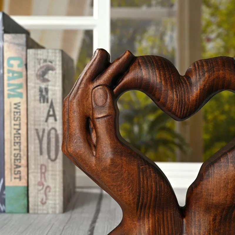 الإبداعية الخشب الصلب عيد الأم على شكل قلب تمثال غرفة المعيشة المنزلي سطح المكتب ديكور هدية #3