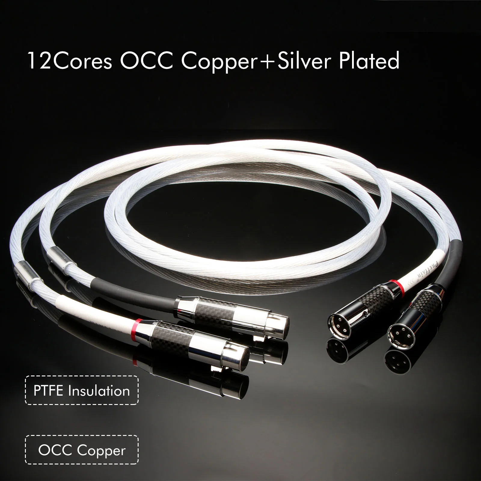 

Pair XLR Cable 7N OCC Silver Plated 3 Pin XLR Audio Cable With Carbon Fiber XLR Plug Connectors Microphone Balance Audio Cable