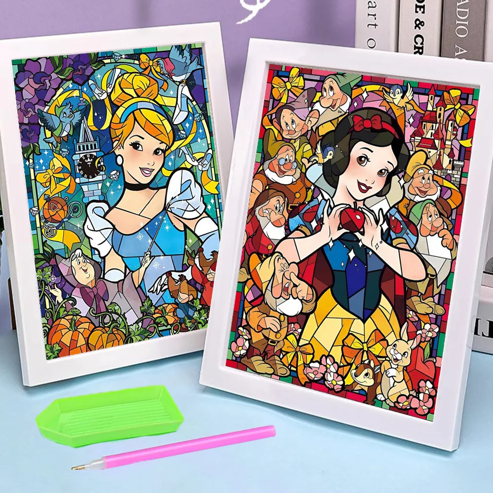 Disney Princess Belle Mosaic DIY 5D HD Round Diamond Cross Stitch Painting Kits Handmade Children's Gift Art Picture Home Decor