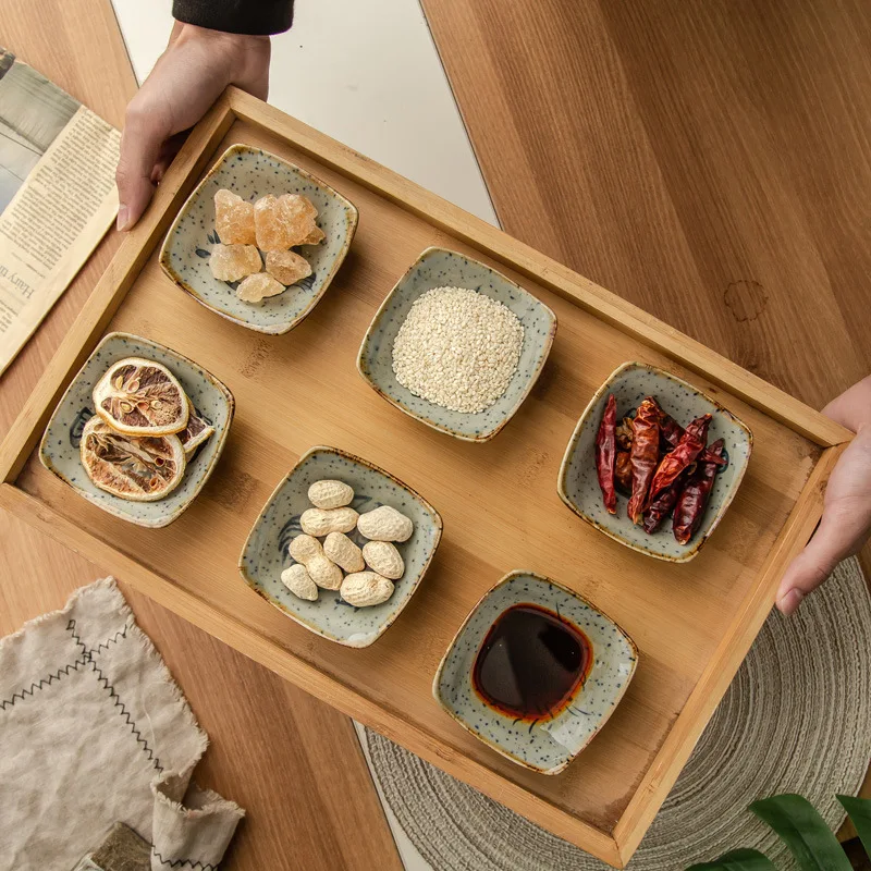 Ceramic Small Square Sauce Dish Japanese Style Sushi Dish Flavoring Sushi Mustard Plate Soy Sauce Pepper Tray