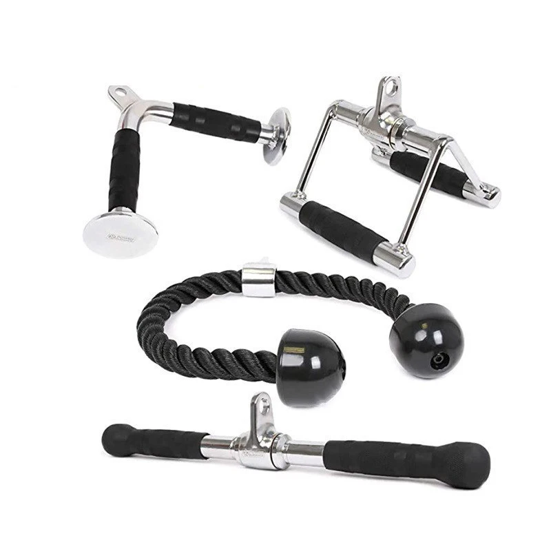 Fitness LAT Pulldown Attachments Lift Pulley System Dual Cable Machine Triceps Pull Down Bar