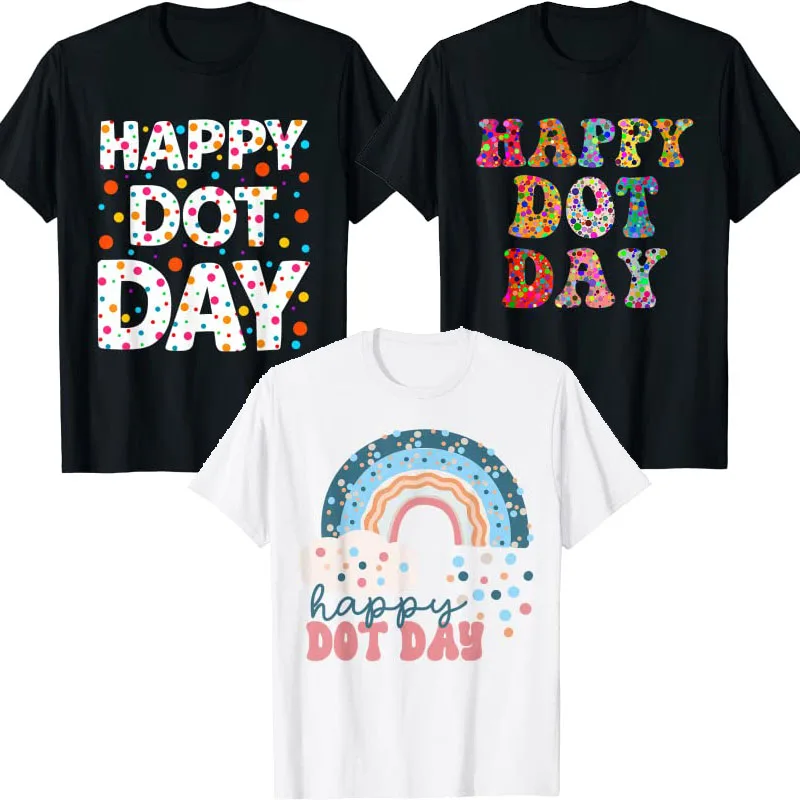 Happy Dot Day International Dot Day Colorful Rainbow Dot Retro T T-Shirt for Kids Adults Graphic Tee Tops Short Sleeve Blouses