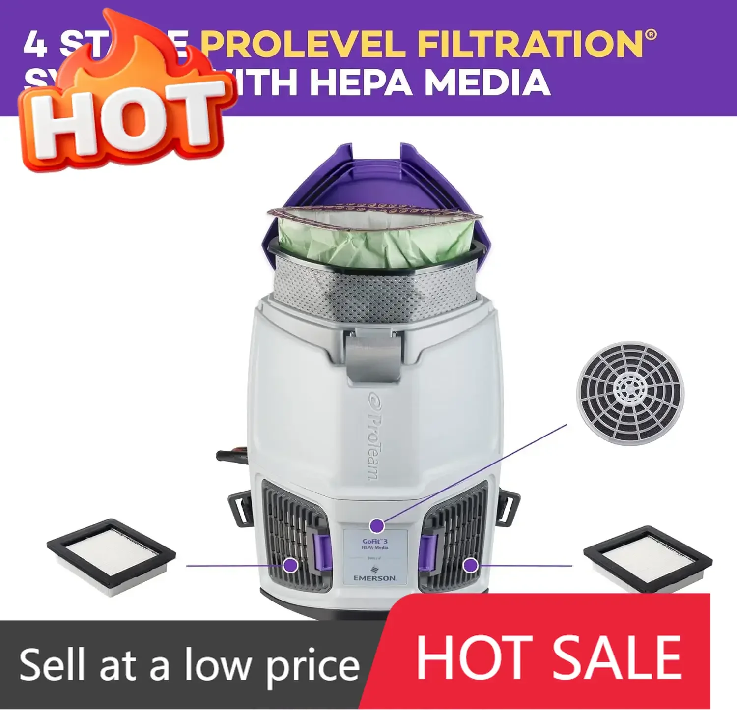 

Коммерческий рюкзачный пылесос Hardware GoFit 3 с насадкой Xover MultiSurface TwoPiece Wand Took Kit, 3 л, проводной