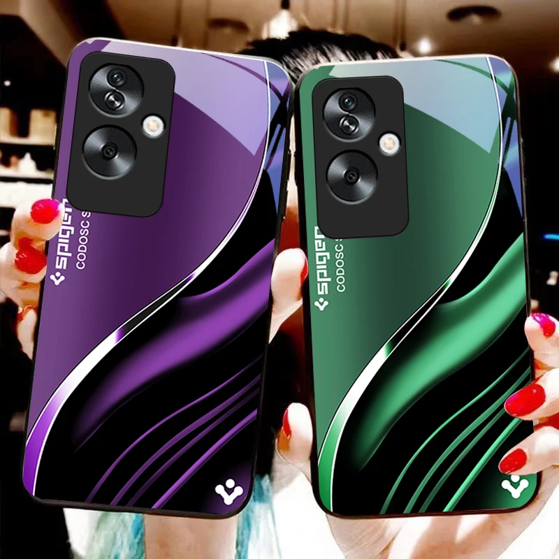 Deep Blue Fashion For Oppo A79 5G 58 78 74 60 4G Reno 11F Realme GT 6 11 Note 50 10 C55 X2 Tempered glass black phone case