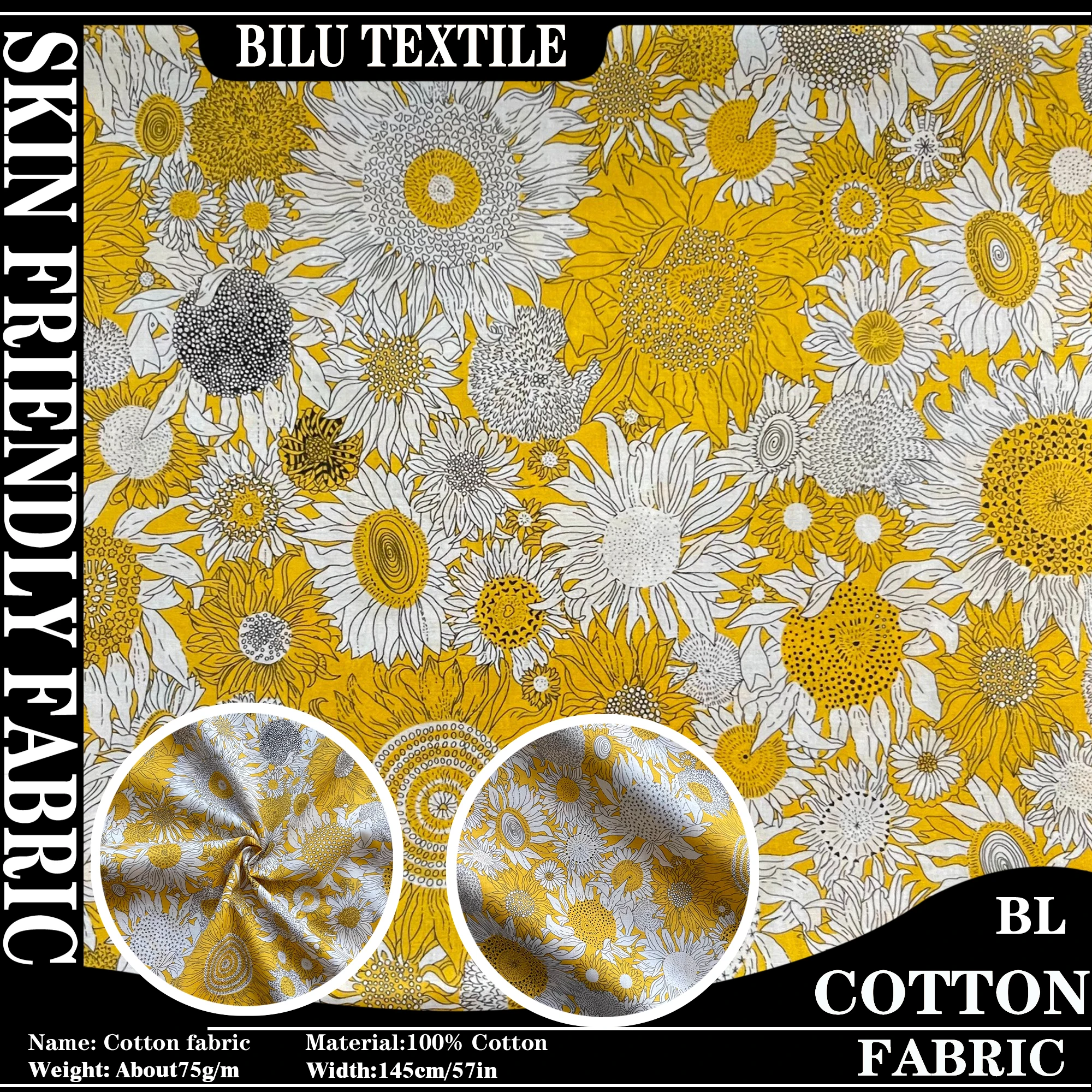 

1/2/5 м 100% хлопок в сборе, поплин, цифровая печать, 100S, как свобода, маленькое платье с солнечным цветком, одежда, ткань ручной работы «сделай сам»