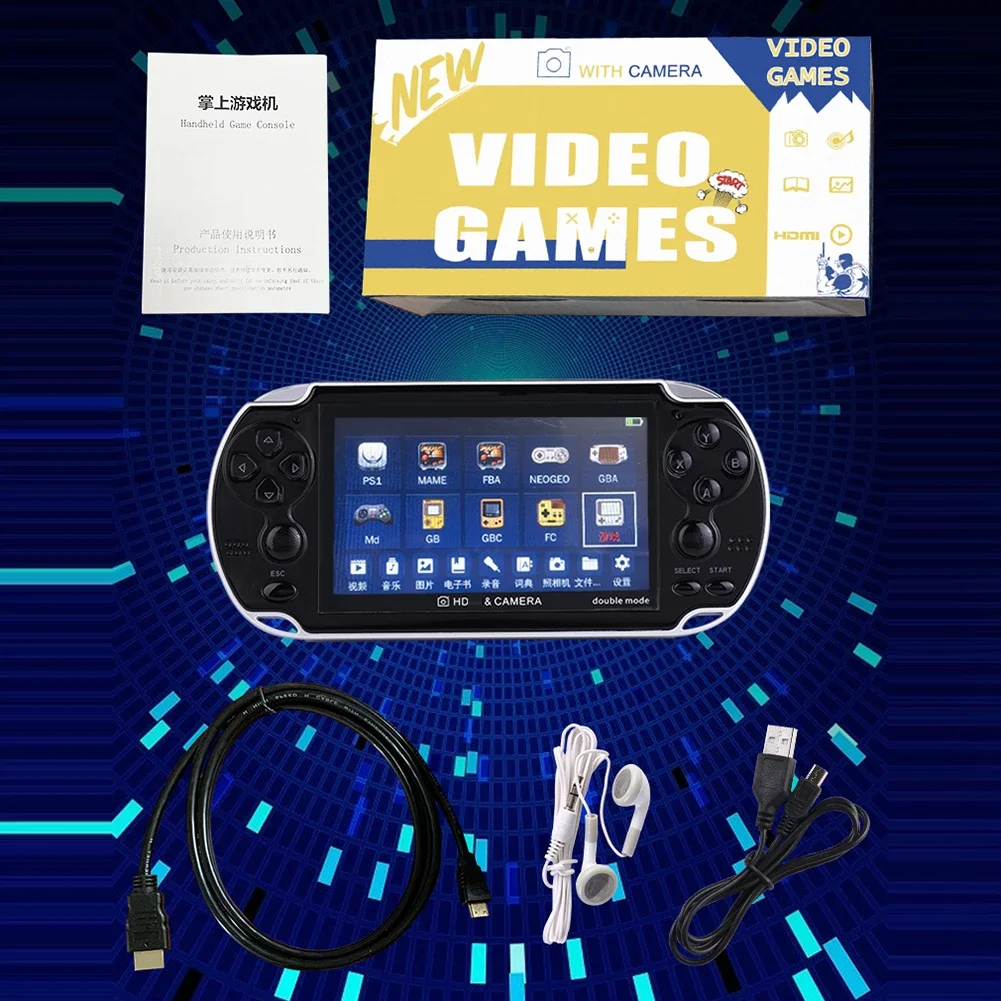 New Handheld Game Console 4.3 Inch Color Retro Game Dual Joystick Handheld Video Game Console Wireless Wired Controllers