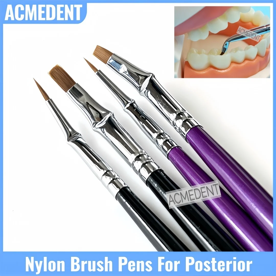 Dental Curved Brush Pens Bent Nylon Hair Brushes Pen For Denture Posterior Teeth Restoration Composite Resin Applicator #0 #2