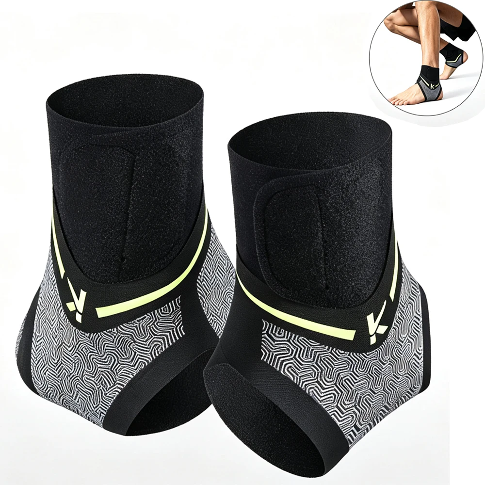 1Pair Breathable Adjustable Ankle Support Brace, Compression Sleeve Wrap for Men Women, Stabilizer for Basketball Cycling Sport