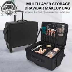 Women's Rolling Makeup Suitcase Professional Large Capacity Cosmetic Organizer Trolley Case Beauty Salon Styling Tools Supplies