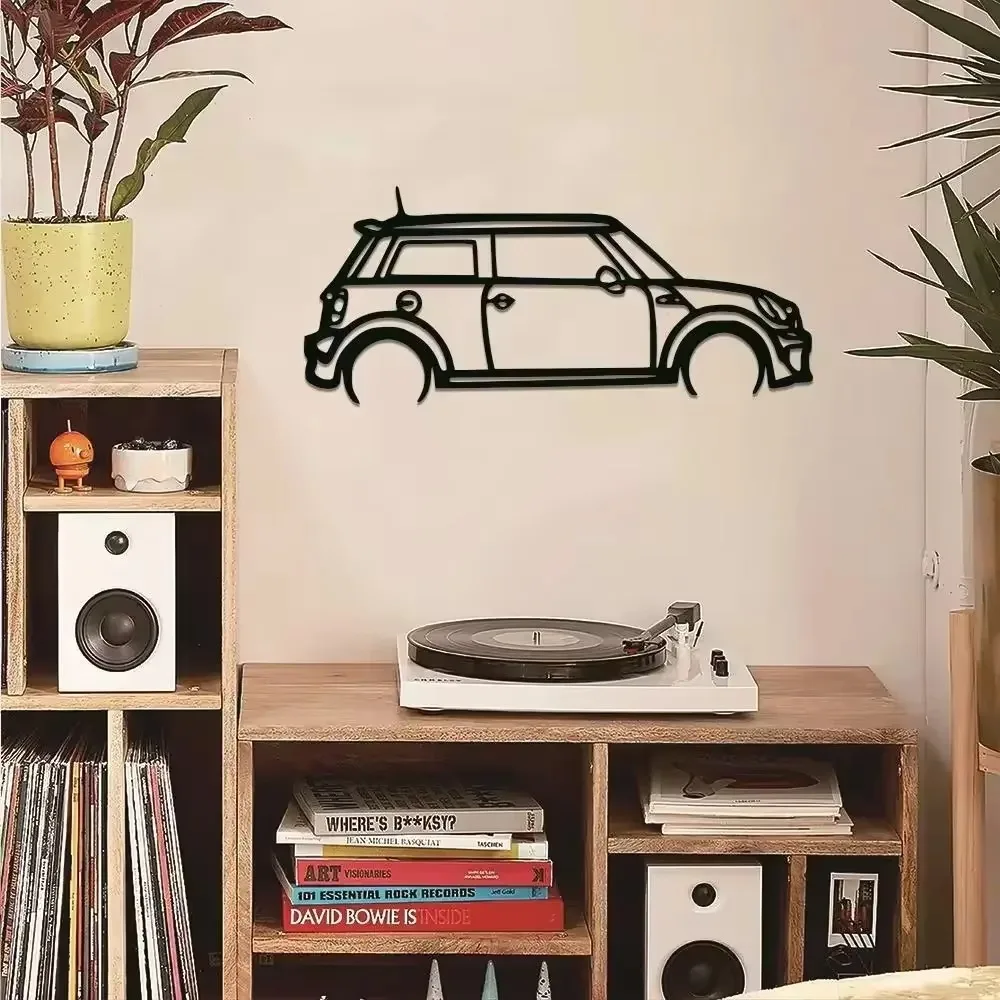 COOPERARTZ Mini Cooper Inspired Silhouette Metal Wall Decor | 1PC | Ideal for Garage & Home | Unique Car Lover Gift