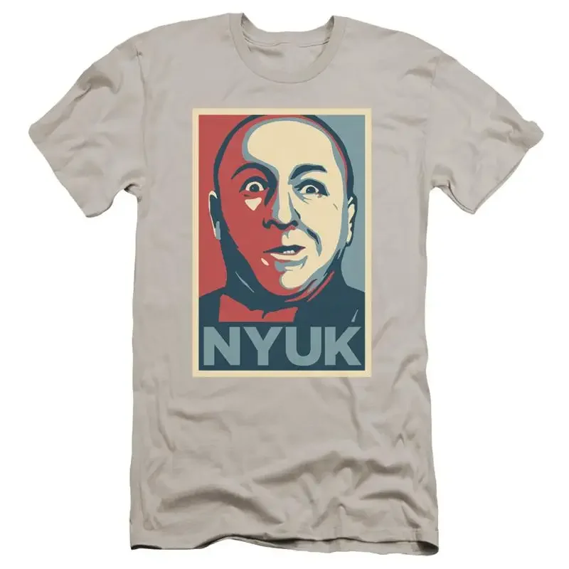 Three Stooges Premium Canvas T Shirt Curly Nyuk Silver