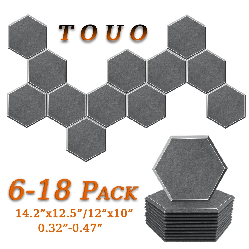 

TOUO Acoustic Panel 6-18 Pcs Offices Acoustic Treatment High-Density Soundproof Wall Panels Flame-Retardant Soundproof Material