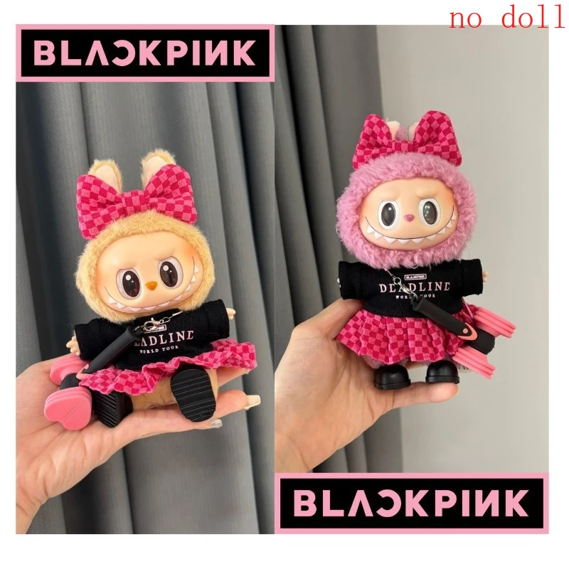 

Only Clothes for Labubu V1 V2 V3 Doll Pink Bow Tie Short Dress Set Labubu Doll Outfit Handmade Fashion Doll Clothes Accessories