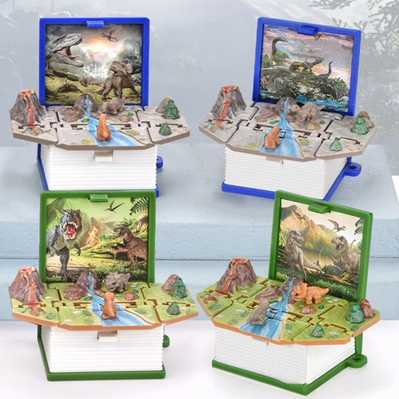 dinozaur breloki 3D dinozaur książka brelok składany Pop-Up Book brelok 3XUA