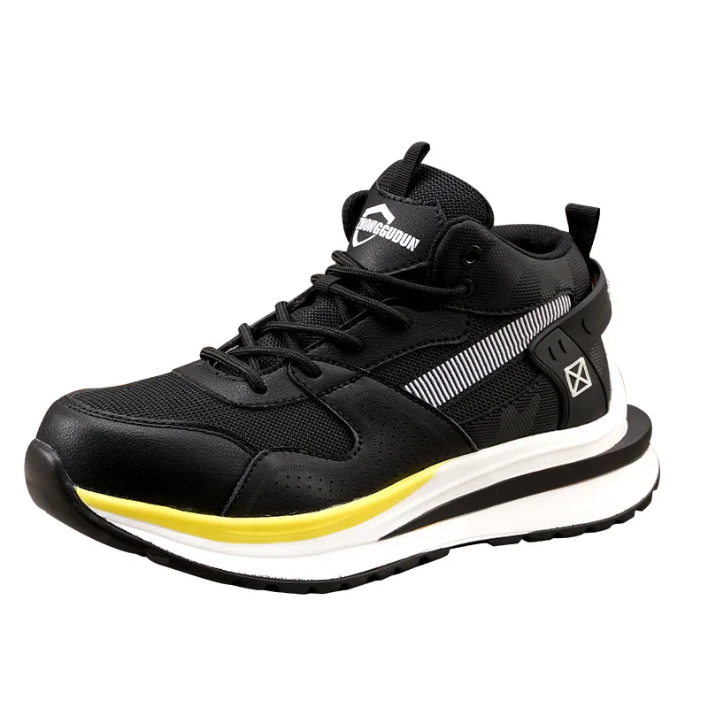 作業靴ファッションマイクロファイバー鋼ヘッド抗スマッシングノンスリップ建設現場労働保険靴男性