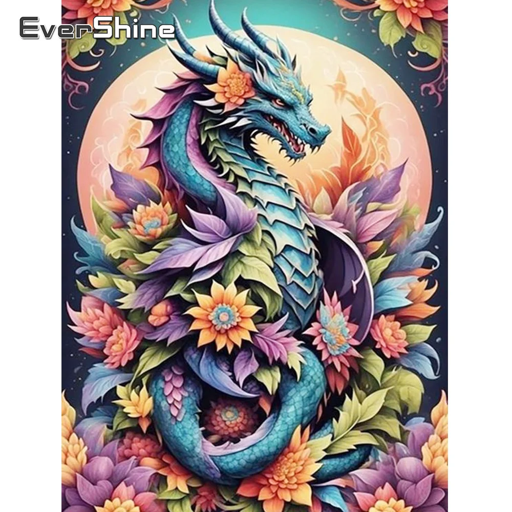 Evershine Diamant Malerei Drache Tier Mosaik Blume Neuheiten Diamant Stickerei Cartoon Handwerk Dekoration Wohnzimmer