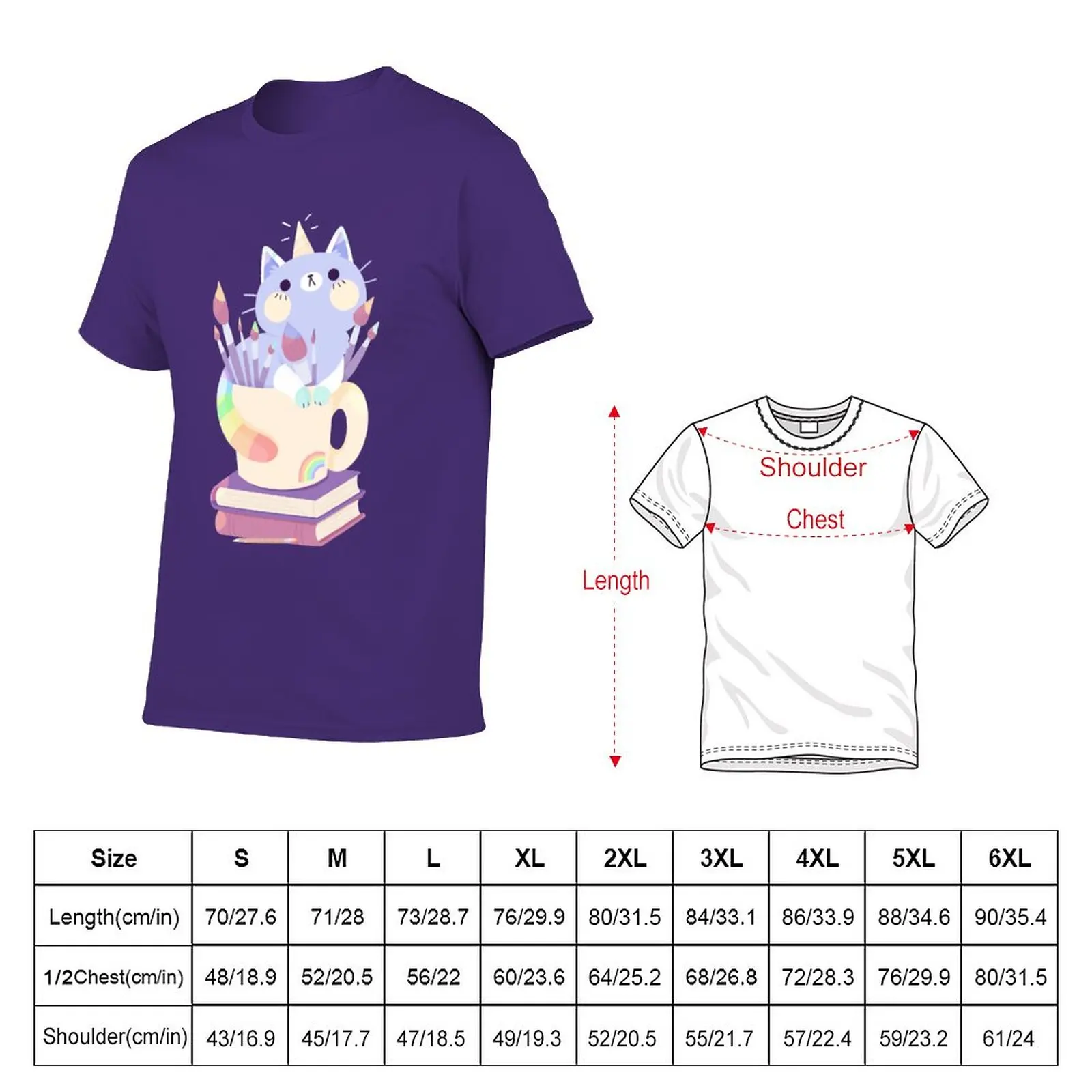 Caticorn Artist T-Shirt kawaii clothes summer top for a boy black t-shirts for men