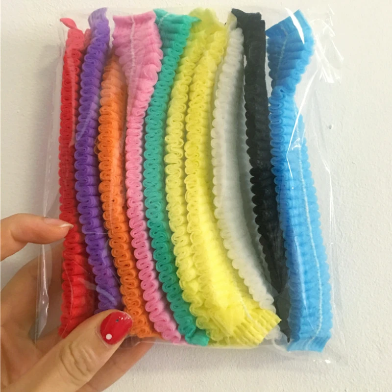 10PCS Non-woven Disposable Shower Caps Pleated Anti Dust Hat Women Men Bath Caps for Spa Hair Salon Beauty Accessories