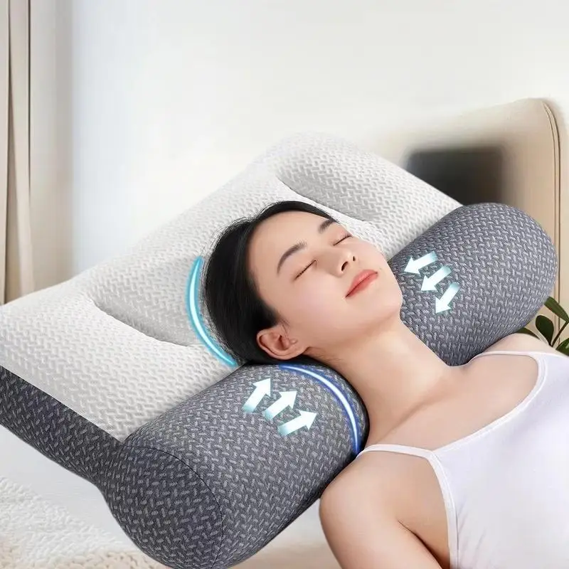 頸椎サポートと睡眠補助のための整形外科用枕、大豆繊維ニットコア付き逆牽引ゾーンデザイン、家庭/寮用
