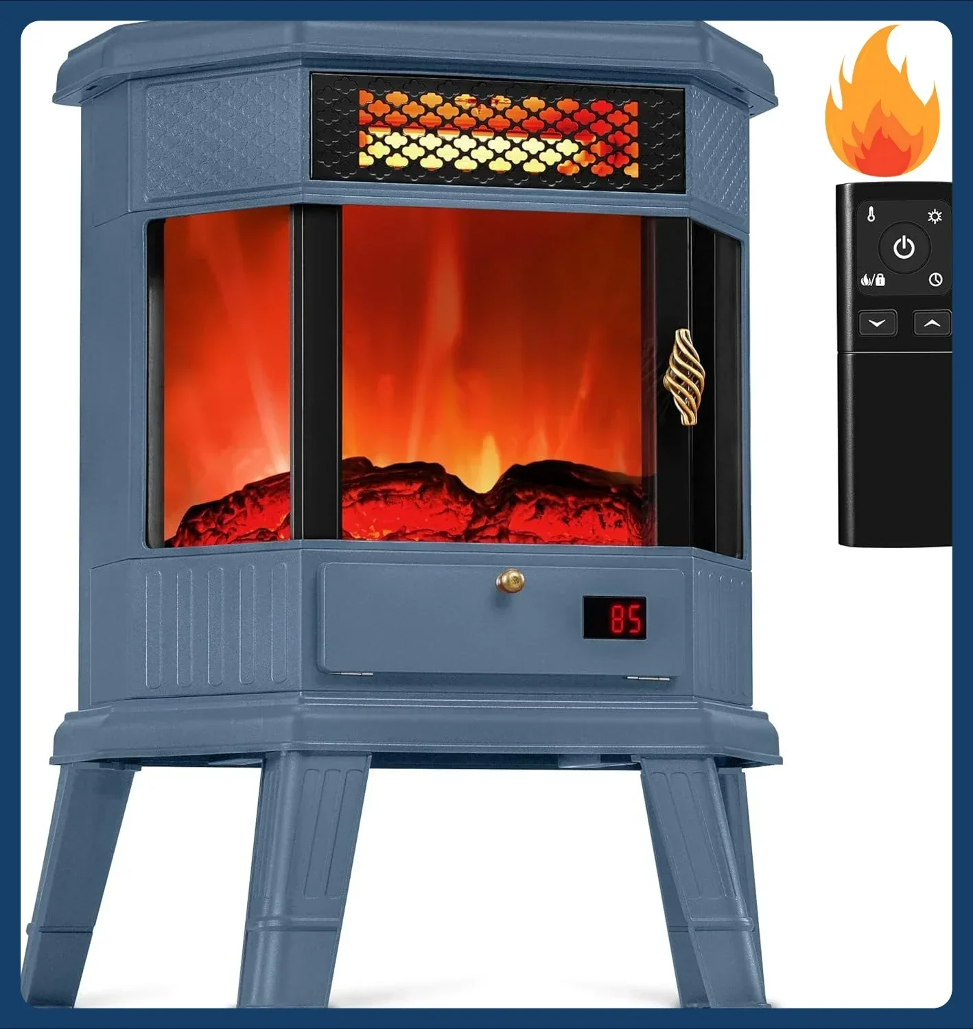 

[Discounted Price!]Electric Fireplace Heater 22 in Freestanding Fireplace Stove Infrared Fireplace with 3D Flame Effect Remoted