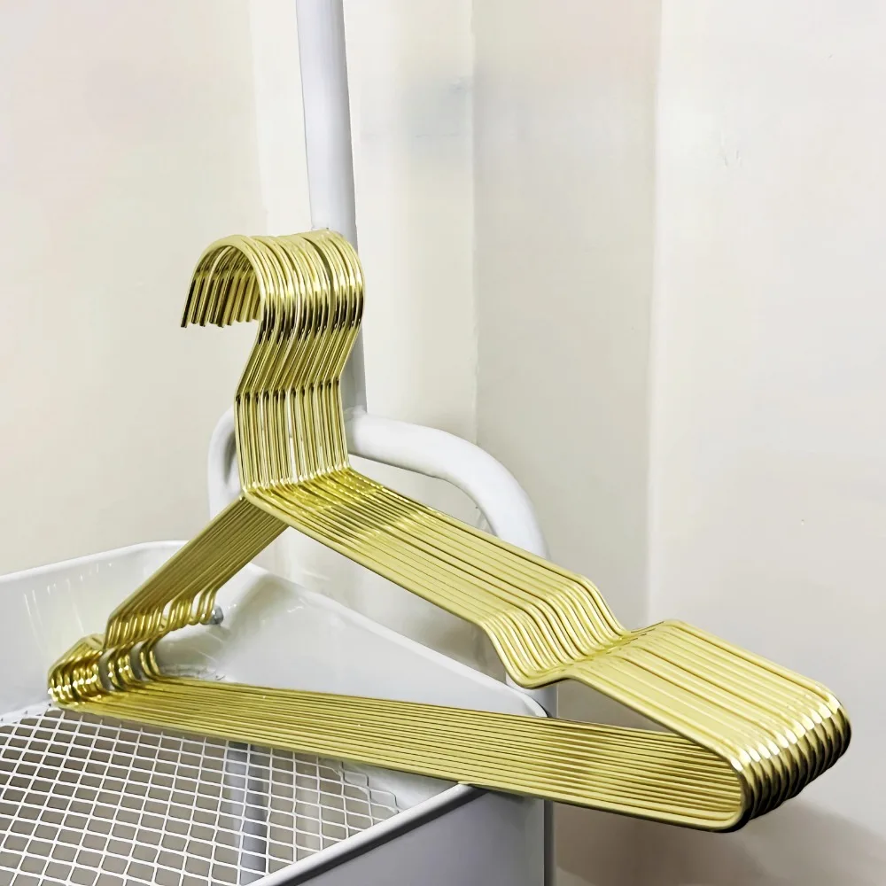 

16.5inchs Space Saving Clothes Adult Hanger Non-marking Clothes Hanger Stainless Steel Non-slip Clothes Hanger Drying Rack 5pcs