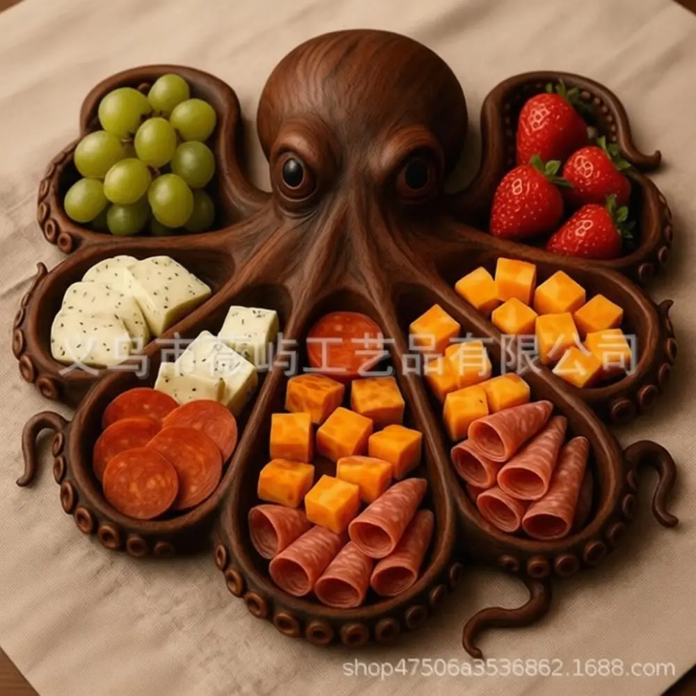 Dog Shaped Food Serving Platter Wooden Charcuterie Board Snack Tray Decorative Kitchenware For Party Table Display