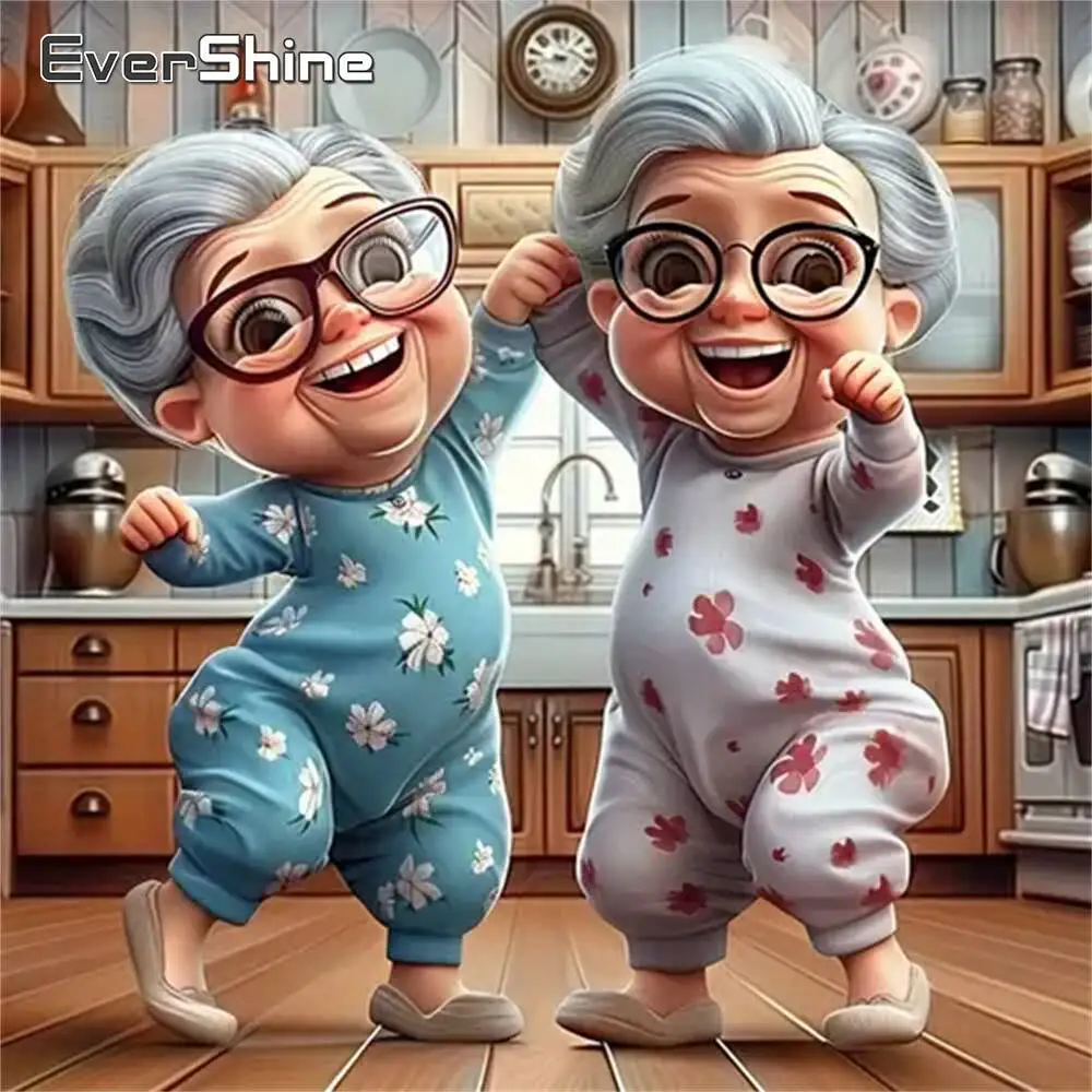 Evershine Porträt Diamant Stickerei Oma Opa Malerei Frau Cartoon Bild Von Strass Mosaik Kind Geschenk