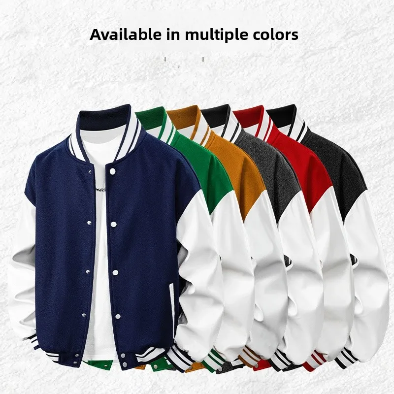 Bluza baseballowa dla par, luźna odzież wierzchnia, długa bluza, młodzieżowa, codzienna, męska, damska, jesienno-zimowa, modny trend.