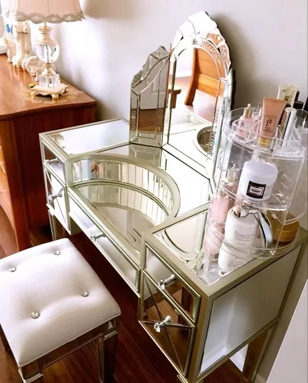 Huayu mirror, Nordic dresser makeup table champagne top gifter bedroom dresser storage cabinet