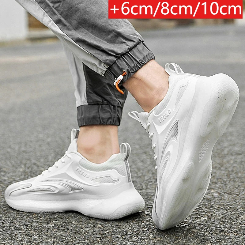 

New Invisible Heightening 8CM Men Running Shoes Low Heel Soft Bottom Casual Sports Shoes Breathable Mesh Inner Lining EVA Insole