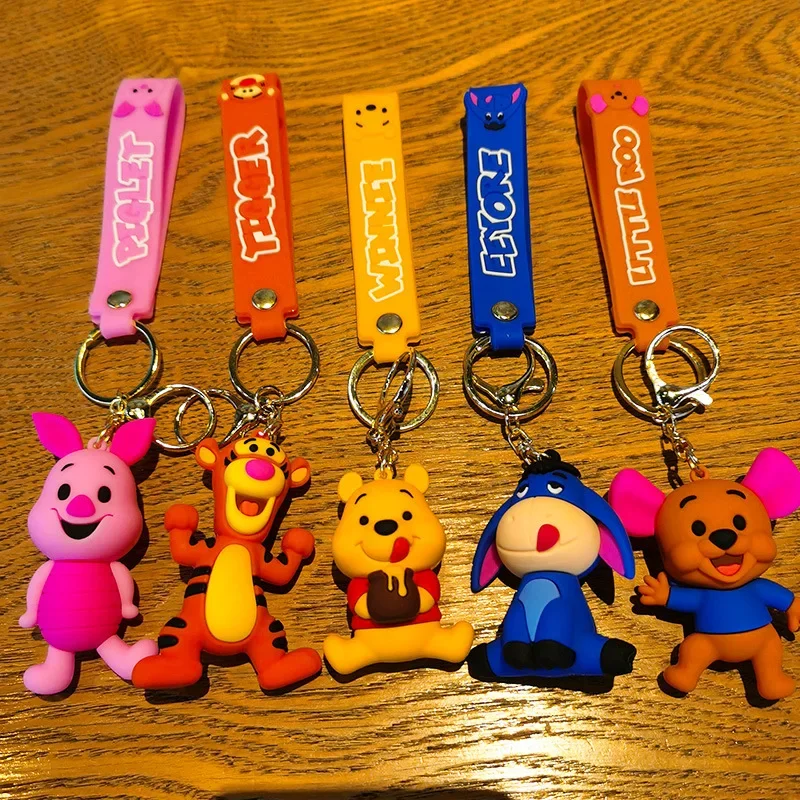 Disney Winnie Piglet Tigger Keychain Cartoon Anime Cute Doll Bag Pendant Car Key Chain Bag Charm Accessories Small Gift