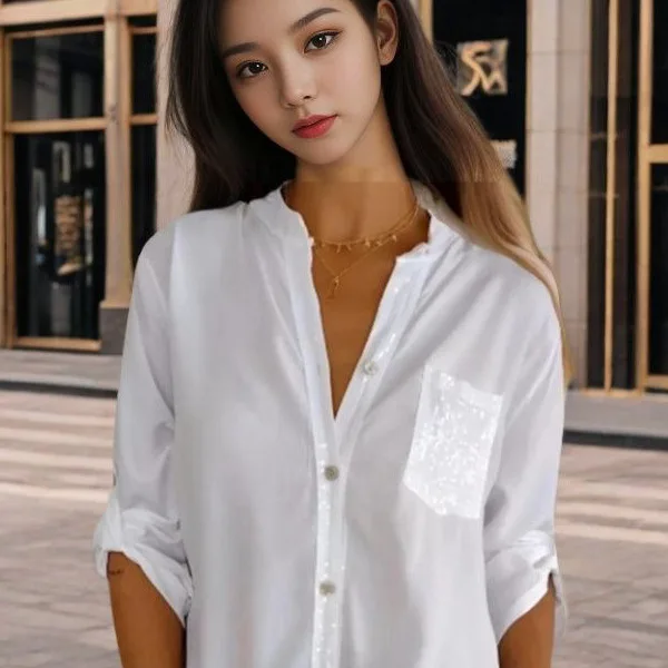 Kardigan damski w stylu commuter, z długim rękawem, z cekinami, nowa moda 2025