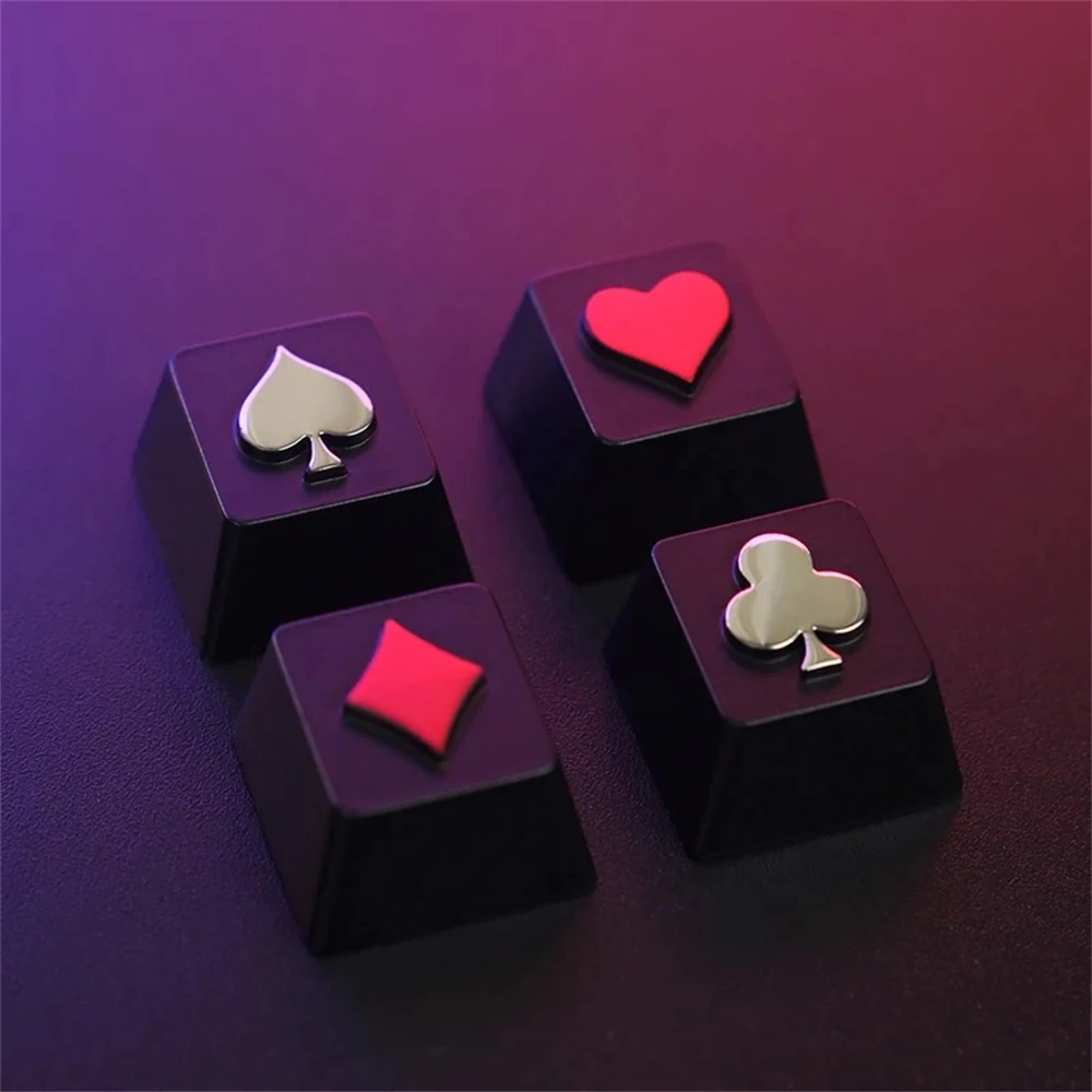 KeyStone Embossed Poker Keycap - Suit Series Metal Alloy Mechanical Keycap for Cherry MX R4 Height Premium Keycaps Set"