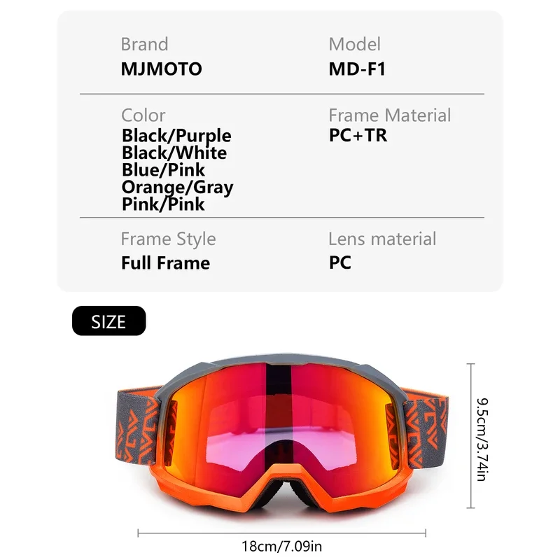 

2025 NEW Off-Road MX Goggles for Motorcycle Riding – Anti-Splash/Impact UV400 HD Lens, Adjustable Strap for Men Women Cycling
