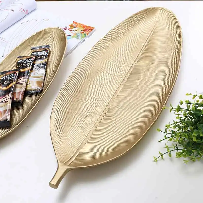 

ins Nordic Gold Leaf Set Small Snack Plate Simple Afternoon Tea Tray KTV Hotel Decoration