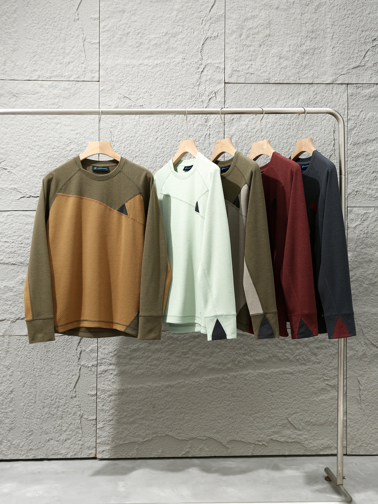 Outdoor Function 3D Tailoring Mixed Wool Knitted Sporty T-Shirt Spring Summer Unisex Casual Wear Breathable Long Sleeve round...