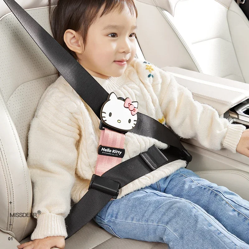 Kawaii Anime Sanrio Car Seat Belt Adjustment Retainer Hello Kitty Cute Child Seat Antistrangulation Restrainer Toy Gift