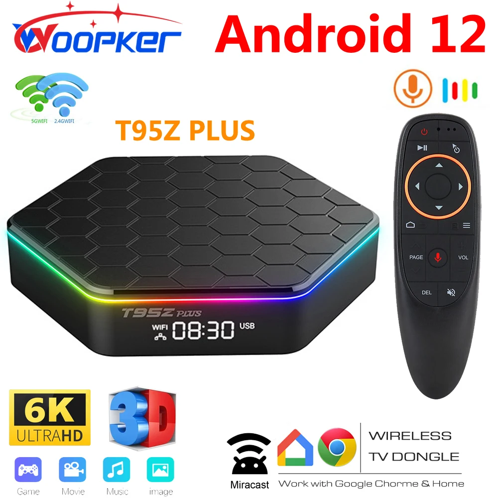 Woopker Android 12.0 Smart TV Box T95Z PLUS Allwinner H618 Chip Dual Band Wifi6 6k Media Player Set Top Box 4GB 64GB