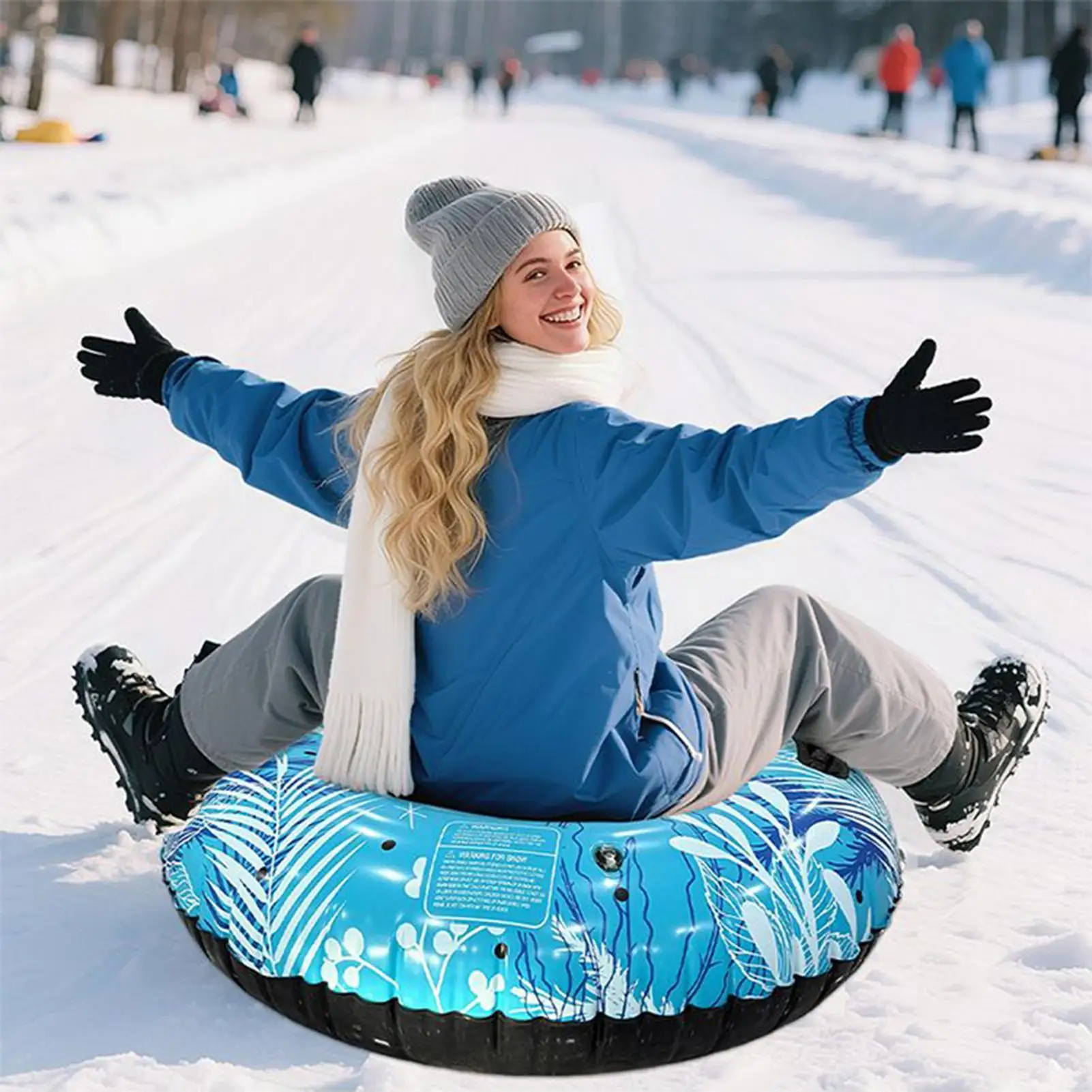 

Winter Snow Tube 40 Inch Cold-Resistant Anti-Tipping Inflating Winter Snow Sled For Kids For Backyard Playground Garden Skating