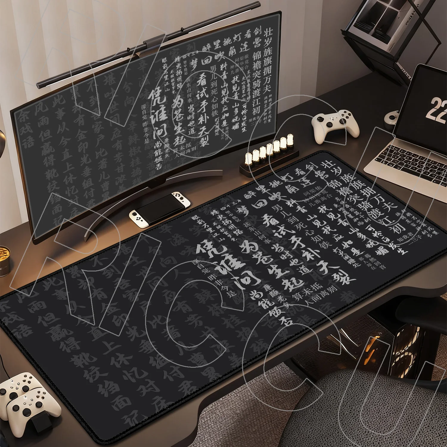 

HD print XXL Mysterious Text Mouse Pad Large Computer Office MousePad Computer Gaming Anti-Slip Rubber Keyboard Table Desk Mat