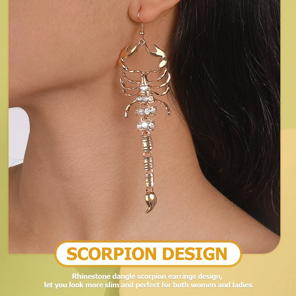 

1Pair Goth Scorpion Earrings Rhinestone Dangle Party Wedding Performance for Women Elegant Bling Fashion Jewelry