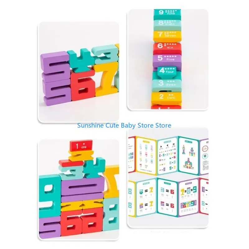 C5AF Giáo dục xếp chồng xếp chồng đồ chơi phù hợp cho tuổi 18 tháng+ trẻ sơ sinh cân bằng khối gỗ tự nhiên