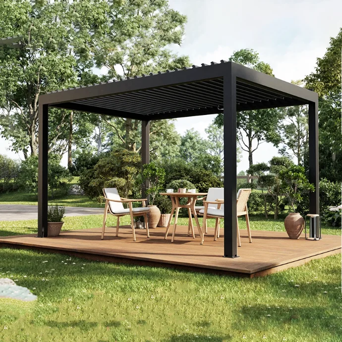 Architectural Pergola Aluminum Custom Design Louvered Roof for Modern Villa Customized 0 135 Degree Slats Garden Pavilion